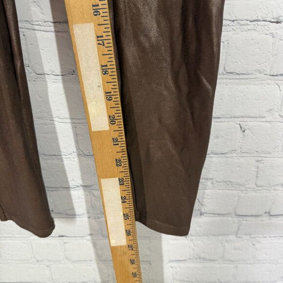 Spanx Ready to Wow Faux Leather Legging Women Large Brown High Waist Shaping - Picture 5 of 15